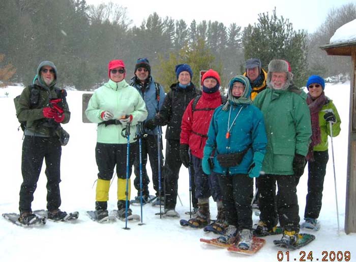 group snowshoe hike